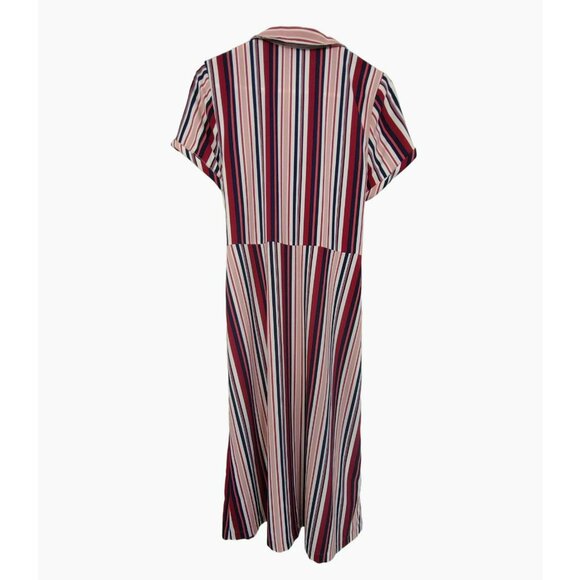 AGB Tie-Front Shirt Dress, Size 6, Striped Red Blue Cream, July 4th Patriotic - Picture 3 of 6